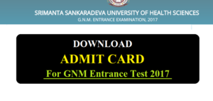 GNM Admit card dowload