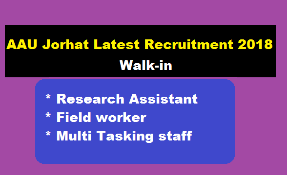 Assam Agricultural University Recruitment 2018 | Research Assistant/ Field Worker/ Multi Tasking Staff posts - assam career 2018 , sarkari sakori free job alert, job news assam, naukri
