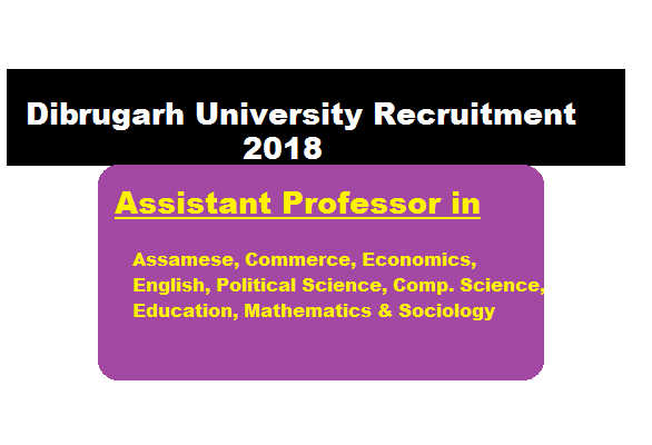 Dibrugarh University Recruitment 2018 July | Assistant Professor in various subjects - Assam Career Sarkari Sakori Job Alerts Job News