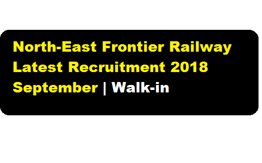 North-East Frontier Railway Latest Recruitment 2018 September | Walk-in for Medical Practitioner Posts - assam career job alerts