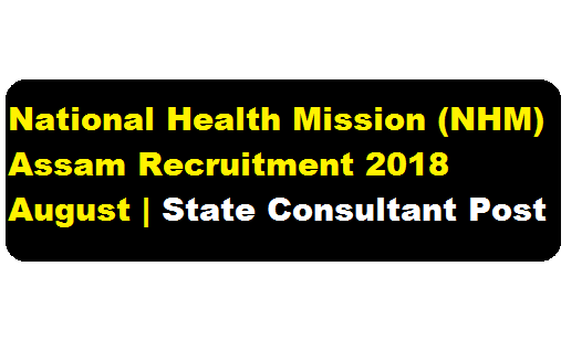 National Health Mission (NHM) Assam Recruitment 2018 August | State Consultant Posts - assam career