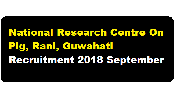 National Research Centre On Pig, Rani, Guwahati Recruitment 2018 September - Assam Career