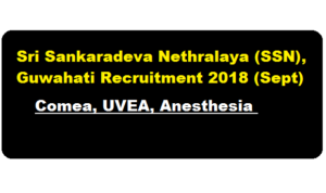 Sri Sankaradeva Nethralaya (SSN), Guwahati Recruitment 2018 (Sept) - Assam Career Jobs