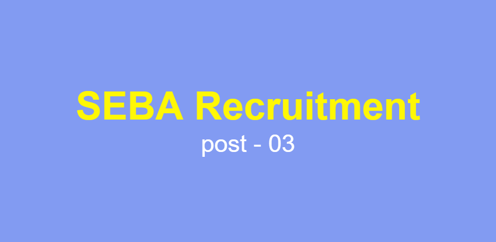 SEBA Recruitment 2021 (June) - 3 Junior Administrative Assistant Vacancy
